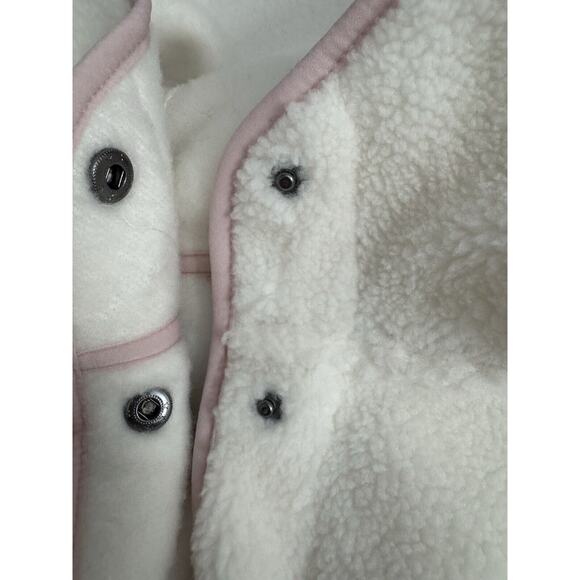 Puma Hooded Sherpa Fleece Jacket Womens Ivory Pink Athletic Outerwear Large - Picture 5 of 6